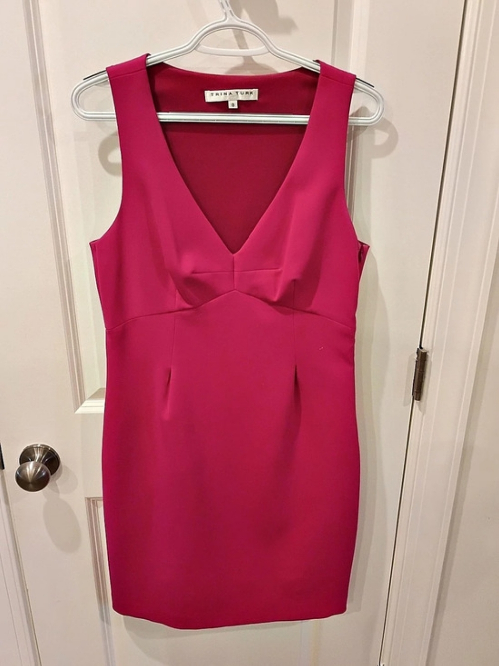 Trina Turk V-Neck Mini Dress in Pink Size 8 Like New